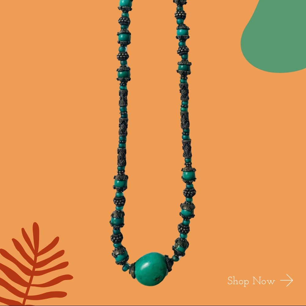 Teal stone handmade necklace